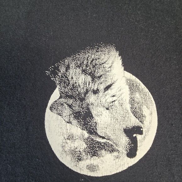 Port & Company Wolf Moon‎ Shirt Mens Medium Black Graphic Tee Wildlife Artbranch - Picture 3 of 8